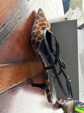 Leopard Print Bow-Strap Women's Heel in Brown and Black